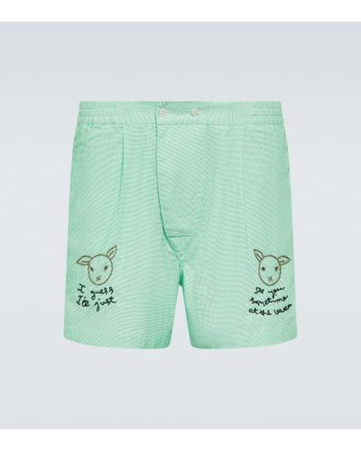 Bode Shorts See You At The Barn aus Baumwolle - Grün