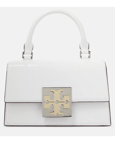 Tory Burch Leather Logo Fold Over Tote - White
