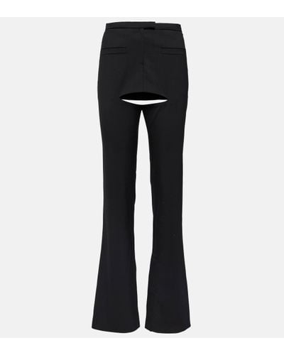 Courreges Cutout Wool-blend Flared Trousers - Black