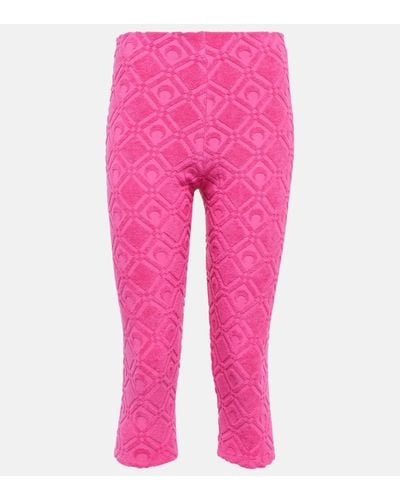 Marine Serre Jacquard Cotton-blend leggings - Pink