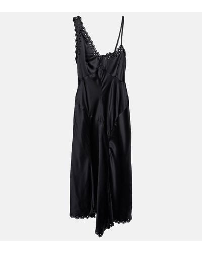 Isabel Marant Ayrich Embroidered Silk Midi Dress - Black