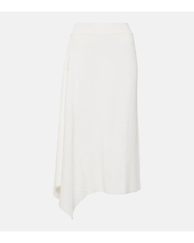 Loro Piana Tazawa Asymmetric Cotton Midi Skirt - White