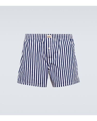 Gucci Striped Cotton Poplin Boxer Shorts - Blue
