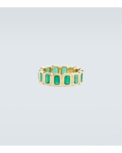 SHAY 18kt Gold Ring With Emeralds - White