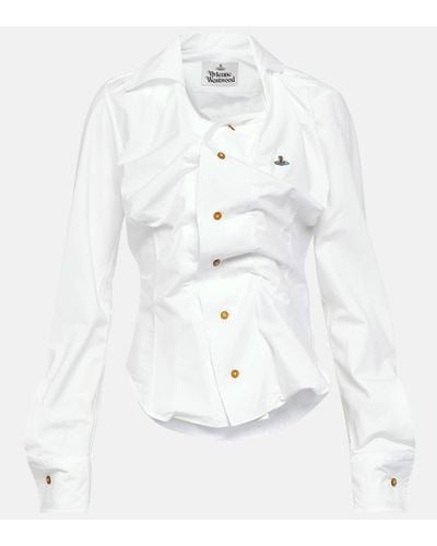 Vivienne Westwood Drunken Gathered Cotton Poplin Shirt - White