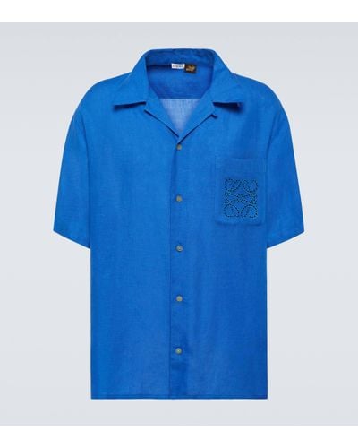 Loewe Paula's Ibiza Anagram Linen Shirt - Blue