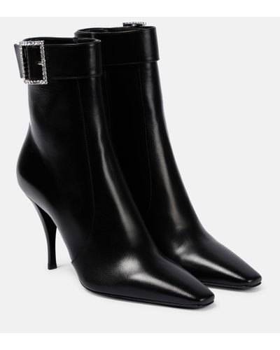 Saint Laurent Jill 90 Embellished Leather Ankle Boots - Black