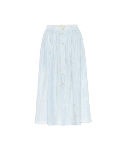 Brock Collection Olivo Gingham Cotton Midi Skirt - Blue