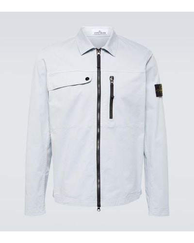 Stone Island Hemdjacke Compass aus einem Baumwollgemisch - Weiß