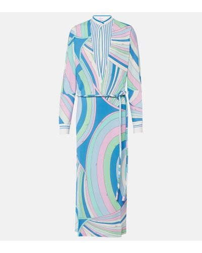 Emilio Pucci Layered Belted Printed Tunic - Blue