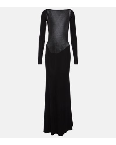 Alex Perry Open-back Jersey Gown - Black