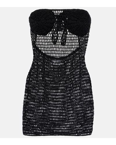 Anna Kosturova Camellia Cotton Crochet Minidress - Black