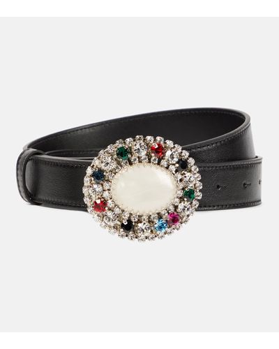 Alessandra Rich Embellished Leather Belt - Black