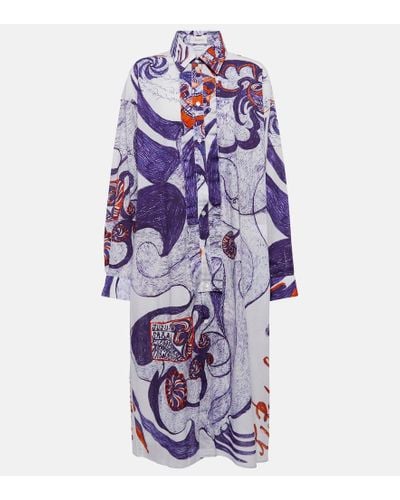 Lemaire Angkasapura Printed Cotton Midi Dress - Purple