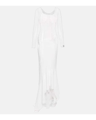 Dolce & Gabbana X Kim - Abito lungo in georgette di misto seta - Bianco