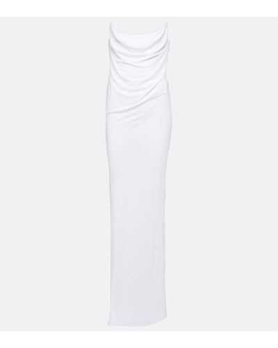 Alex Perry Draped Corset Jersey Gown - White