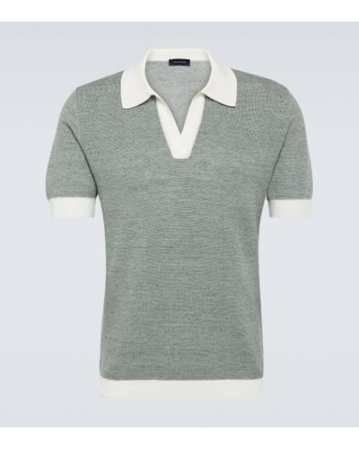 Thom Sweeney Cotton And Linen Polo Shirt - Green