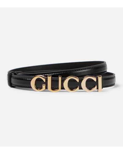 Gucci Ceinture en cuir a logo - Noir