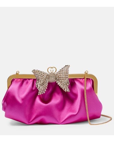 Gucci Broadway Crystal-embellished Satin Clutch - Pink