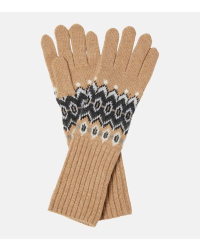 Khaite Intarsia Cashmere-blend Gloves - Natural