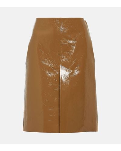 Gucci Leather Pencil Skirt - Brown