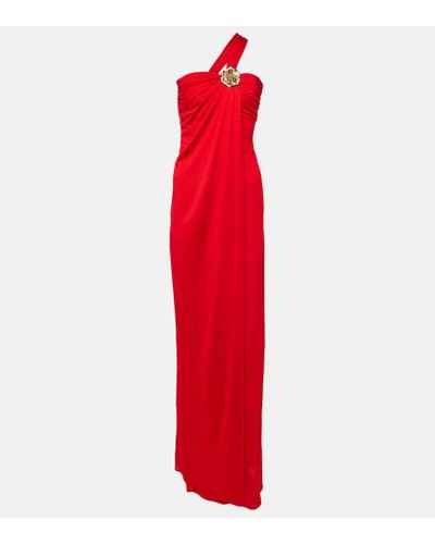 Blumarine Embellished Draped Gown - Red
