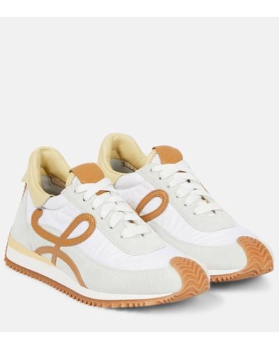 Loewe Flow Runner Monogram-embroidered Suede Low-top Trainers - White