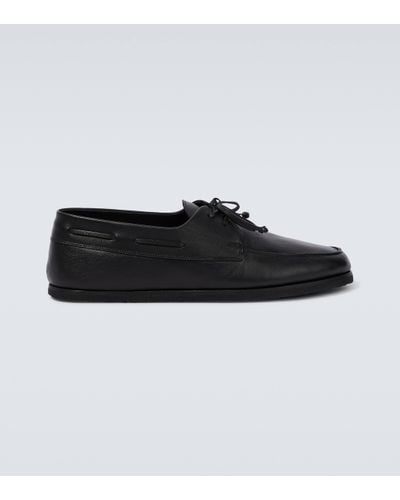 The Row Sailor Leather Loafers - Black