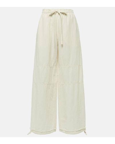 Acne Studios Pantalones anchos de algodon y lino - Blanco