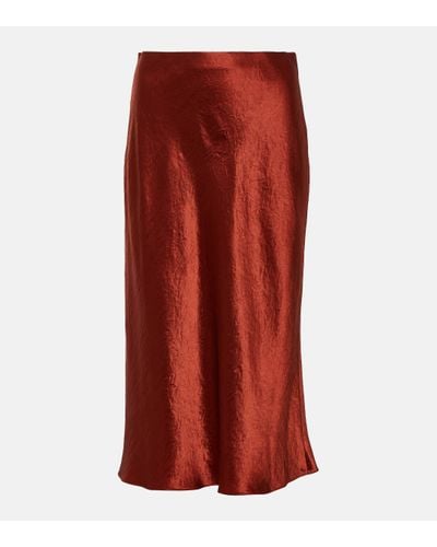 Vince Satin Slip Skirt - Red