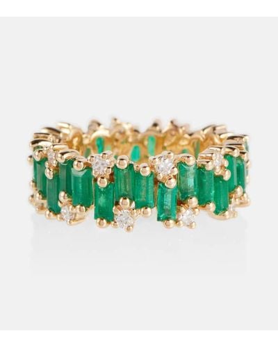 Suzanne Kalan Anello in oro 18kt con smeraldi e diamanti - Verde