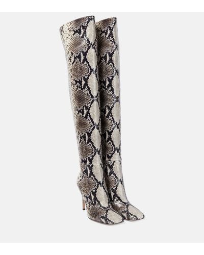 Gianvito Rossi Snake-effect Leather Over-the-knee Boots - White