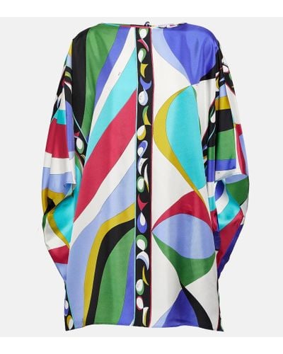 Emilio Pucci Printed Silk Twill Kaftan - Blue