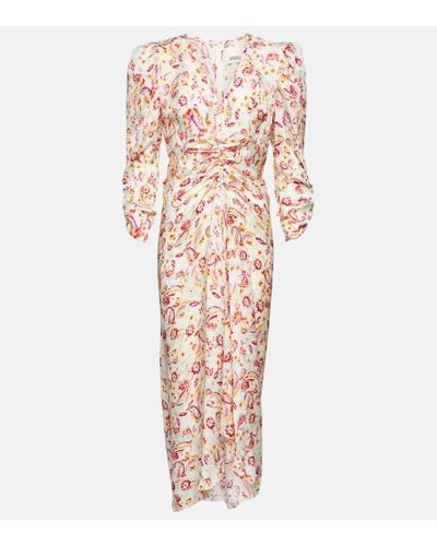 Isabel Marant Flower-print Silk-blend Midi Dress - Pink