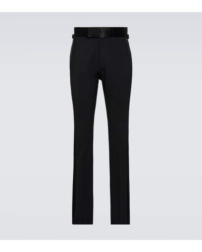Tom Ford Shelton Mid-rise Wool-blend Slim Pants - Black
