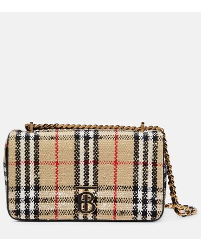 Burberry Sac Porté Épaule En Bouclé De Coton Mélangé Vintage Check - Marron