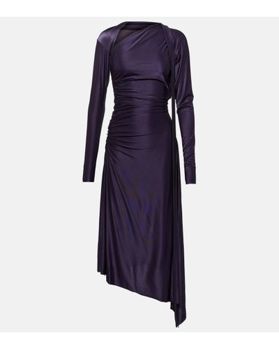 Victoria Beckham Asymmetric Ruched Jersey Midi Dress - Blue