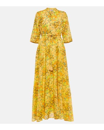 Tory Burch Floral Cotton Shirt Dress - Yellow