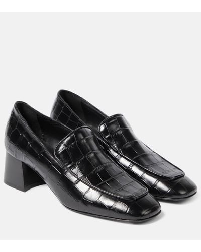 Totême The Block Heel Croc-effect Loafer Court Shoes - Black