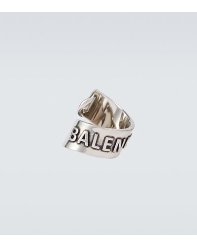 Balenciaga Logo Gourmette Ring - Metallic