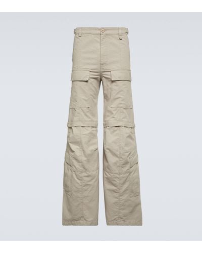 Balenciaga Hybrid Flared Cotton Cargo Trousers - Natural