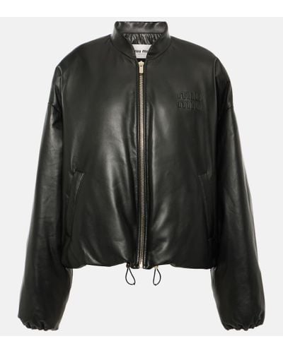 Miu Miu Bomber in pelle - Nero