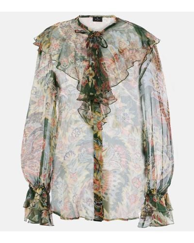 Etro Printed Ruffled Silk Blouse - Multicolour