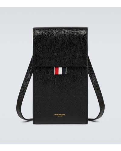 Thom Browne Leather Phone Pouch - Black