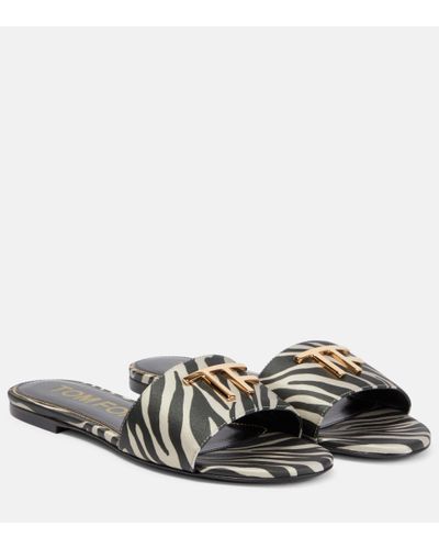 Tom Ford Embellished Zebra-print Sandals - Black