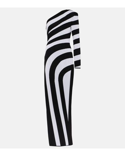 Balmain Asymmetric Striped Gown - Black
