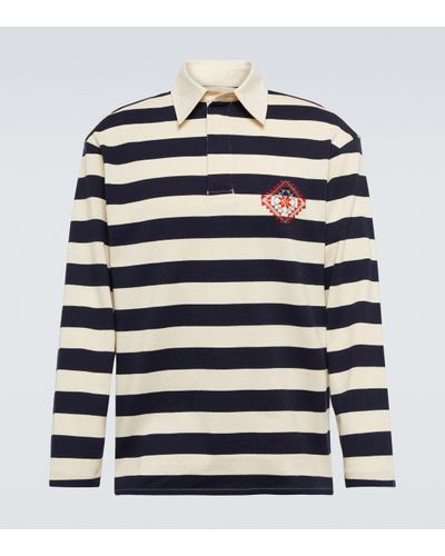 Adish Kharaz Striped Cotton Polo Shirt - Blue