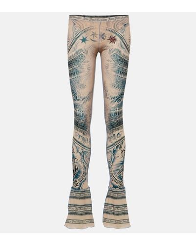 Jean Paul Gaultier Leggings Sun Tattoo de malla estampados - Azul
