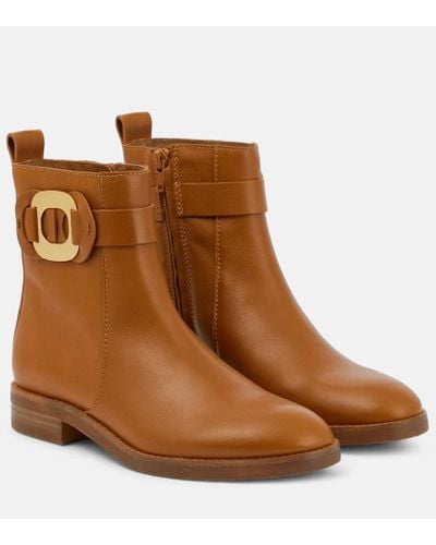 See By Chloé Chany Leather Ankle Boots - Brown