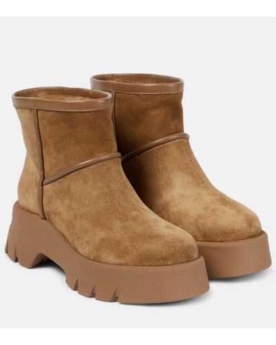 Gianvito Rossi Shearling-lined Suede Ankle Boots - Brown
